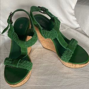 BP Green Suede Strappy Wedge